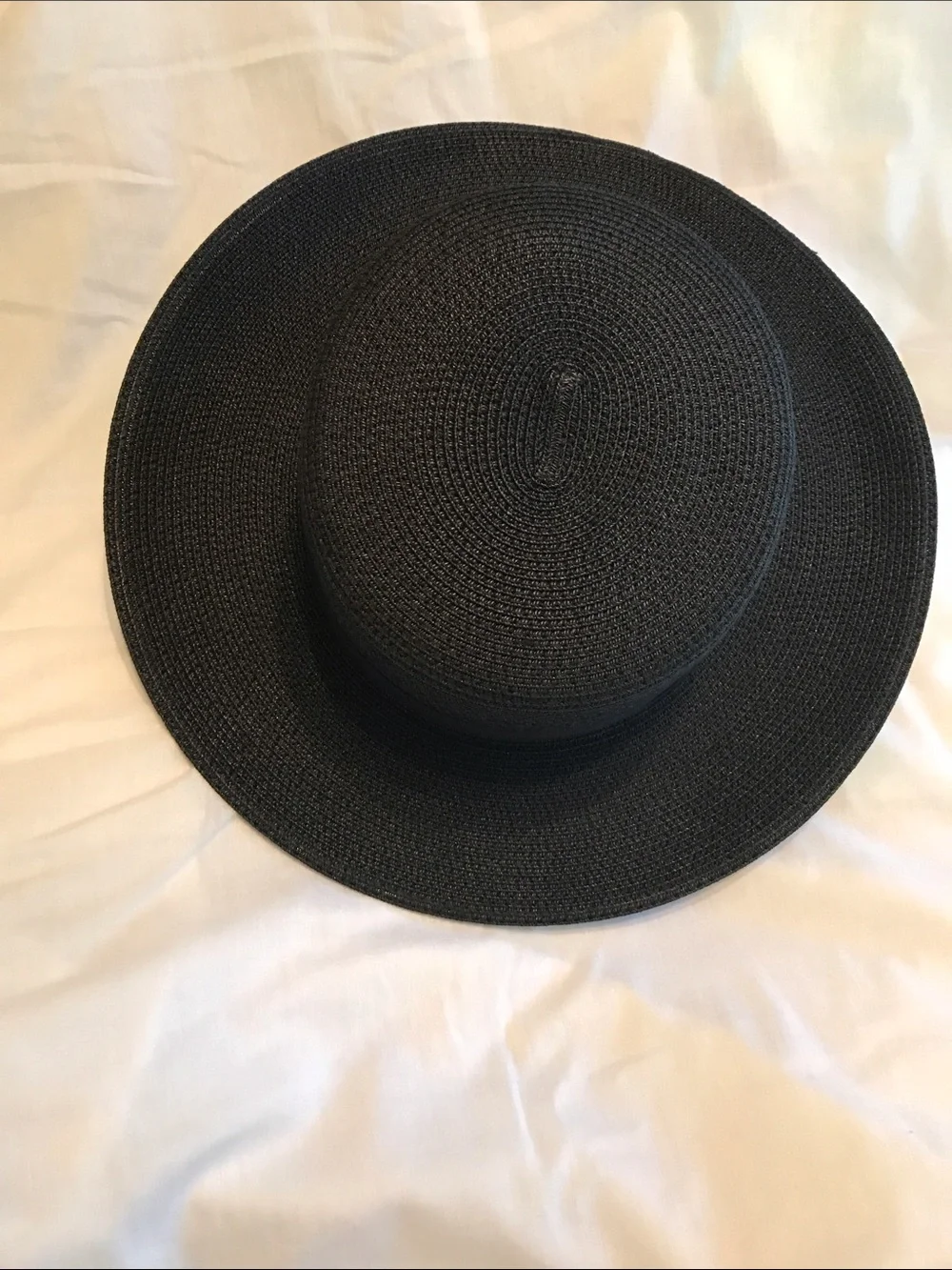 Wide Brim Straw Sun Hat - Black
